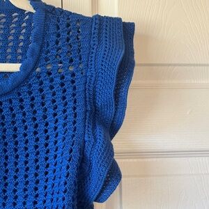 GAP Women's Blue Crochet Ruffle Blouse
